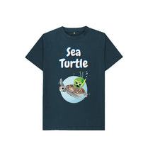 Load image into Gallery viewer, Denim Blue Sea Turtle T-shirt
