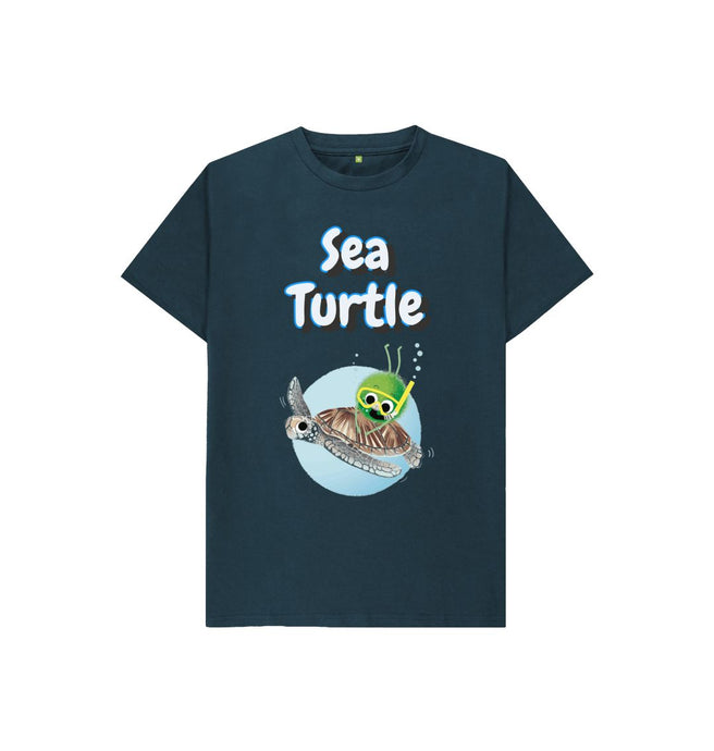 Denim Blue Sea Turtle T-shirt